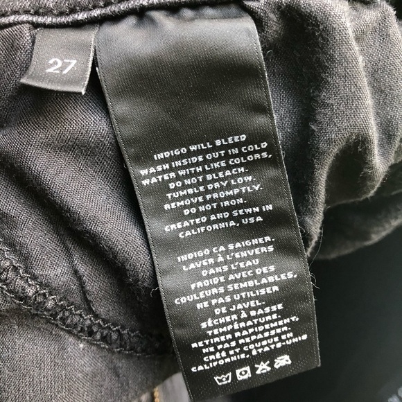 J Brand Women’s High Waisted Skinny Black Jeans Distressed Mob Wife Size 27 - Picture 7 of 8